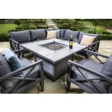 Hartman Sorrento Square Casual Dining Set With Gas Fire Pit Table